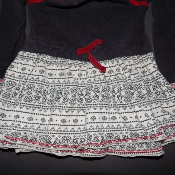 BURT’S BEES BABY GRAY/MAROON/WHITE HOODED DRESS - Picture 3 of 4